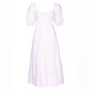 STAUD Carina Puff Sleeve Cut-Out Midi Dress - White Size Small